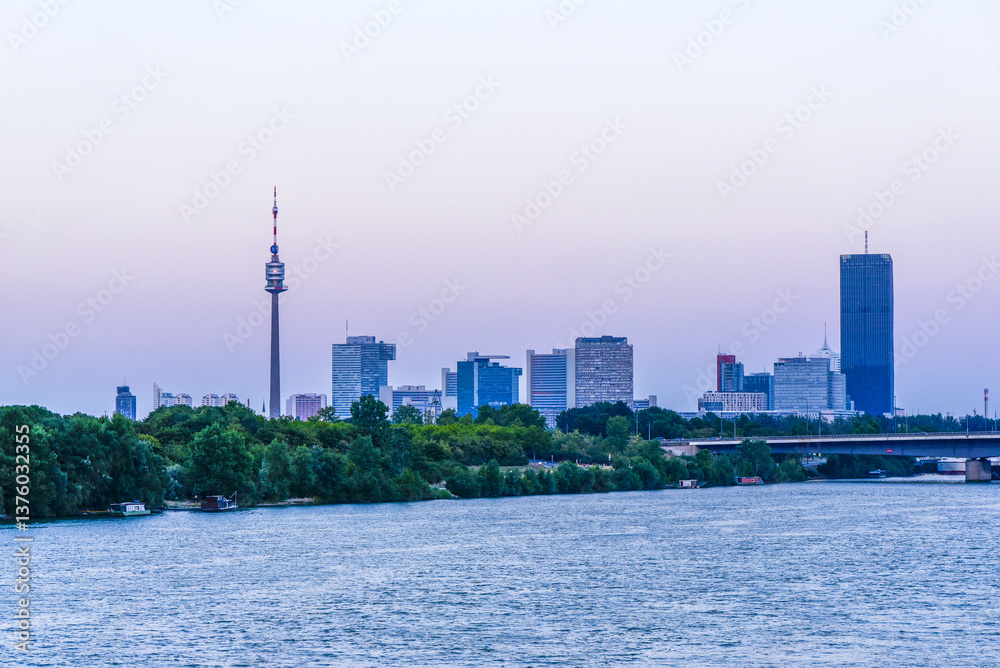 Danube city, river Danube, Vienna, Austria