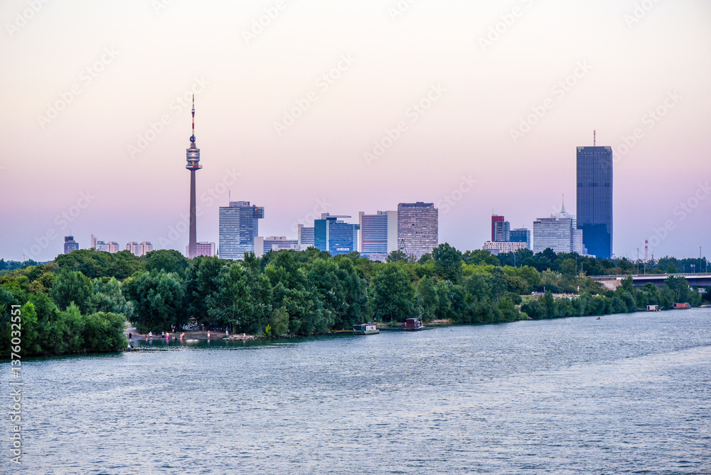 Danube city, river Danube, Vienna, Austria