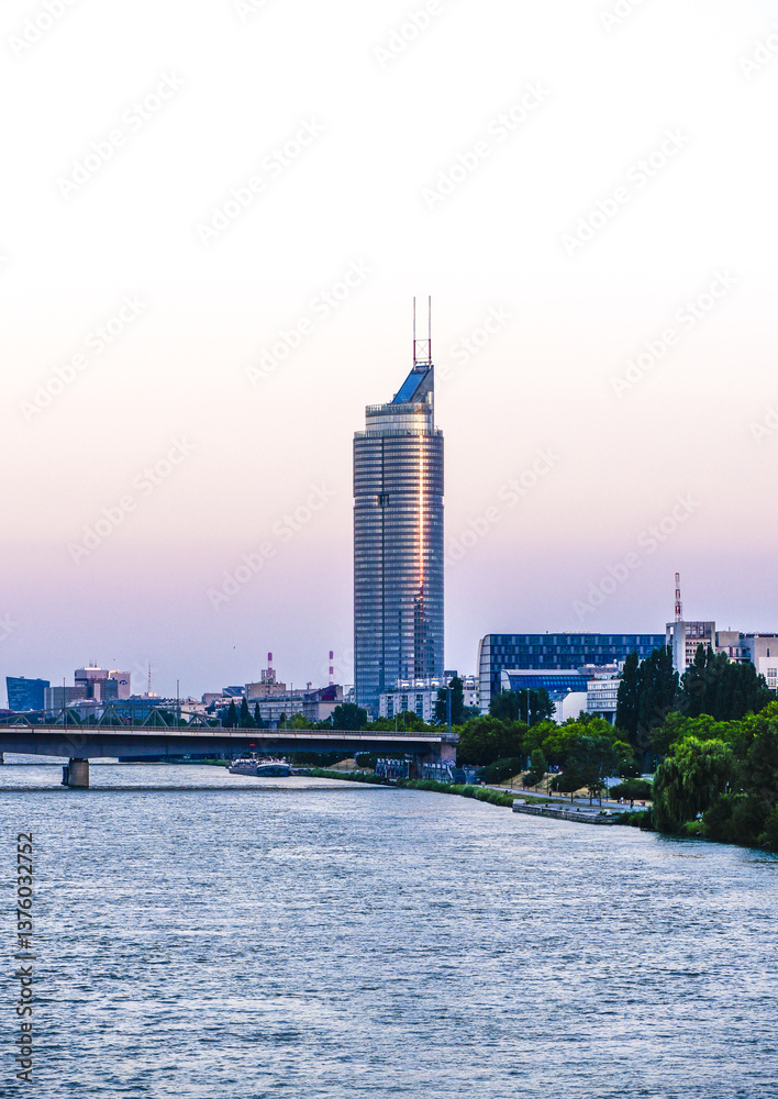 Millenium Tower, river Danube, Vienna, Austria