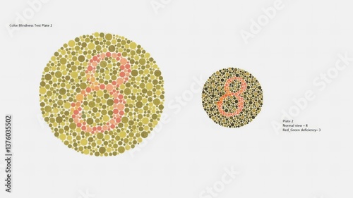 Color vision test or Color Blindness Test Plate 2, Normal vision 8, Red Green deficiency 3.