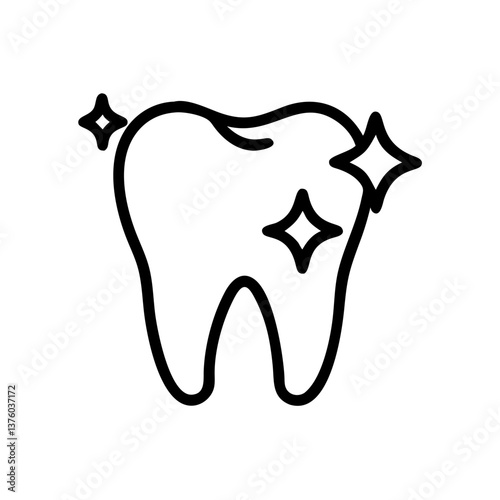 Clean Tooth with Sparkles in Minimalist Style  
