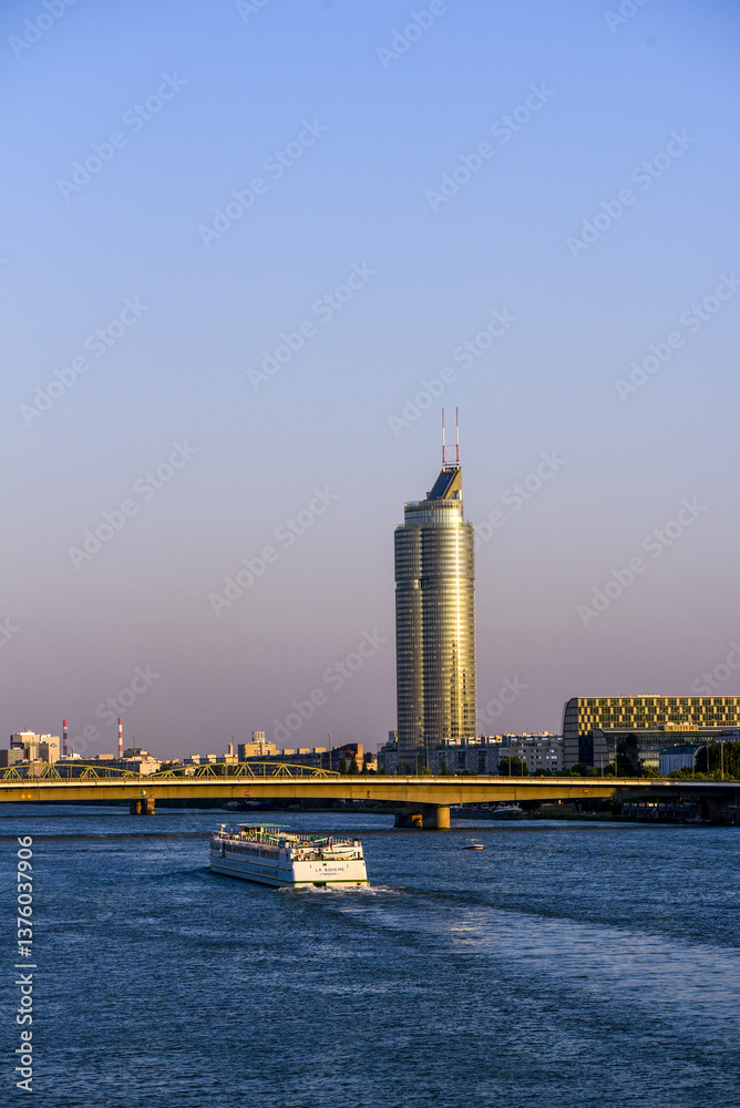 Millenium Tower, river Danube, Vienna, Austria