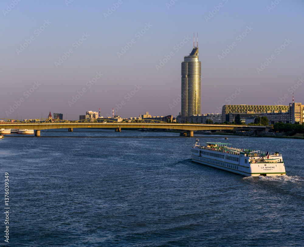Millenium Tower, river Danube, Vienna, Austria