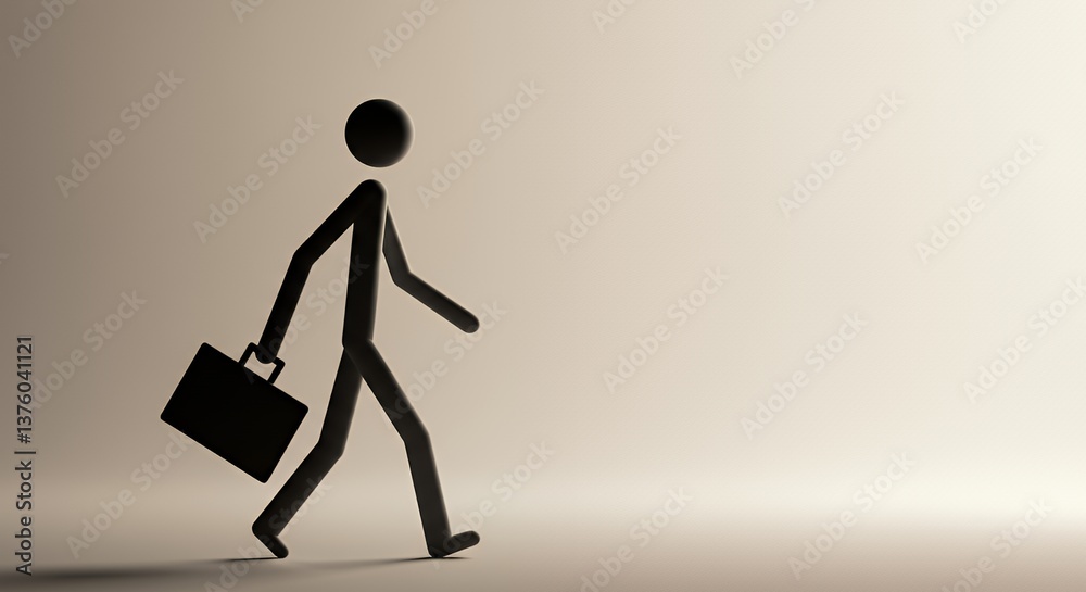 Businessman Walking with Briefcase - Minimalist Business Concept Businessman Walking with Briefcase - Minimalist Business Concept