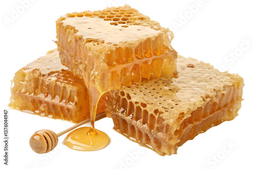 dripping honeycomb isolated on transparent background