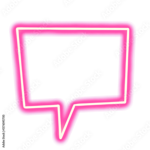 Pink neon chat message sign  isolated on transparent background png