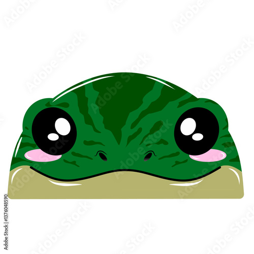 funny green monster. cute green frog vector, cartoon frog face, drawing frog face easy and simple. Cute amphibi vector design photo