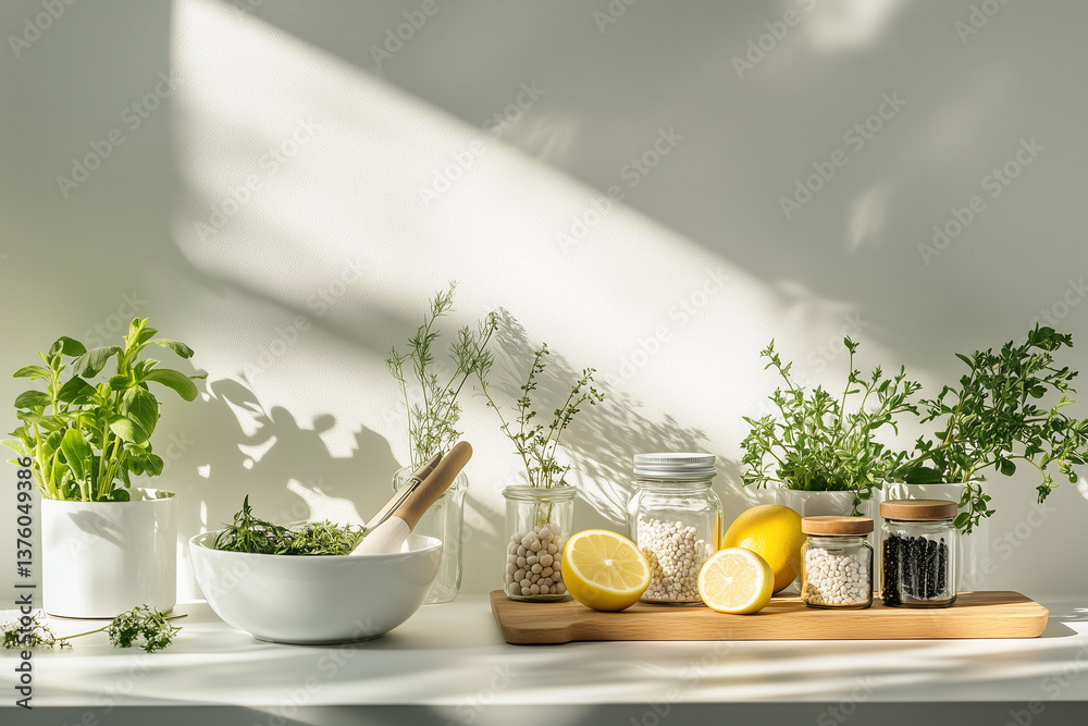Light Wooden Kitchen Background with Utensils | Natural Food Photography Backdrop