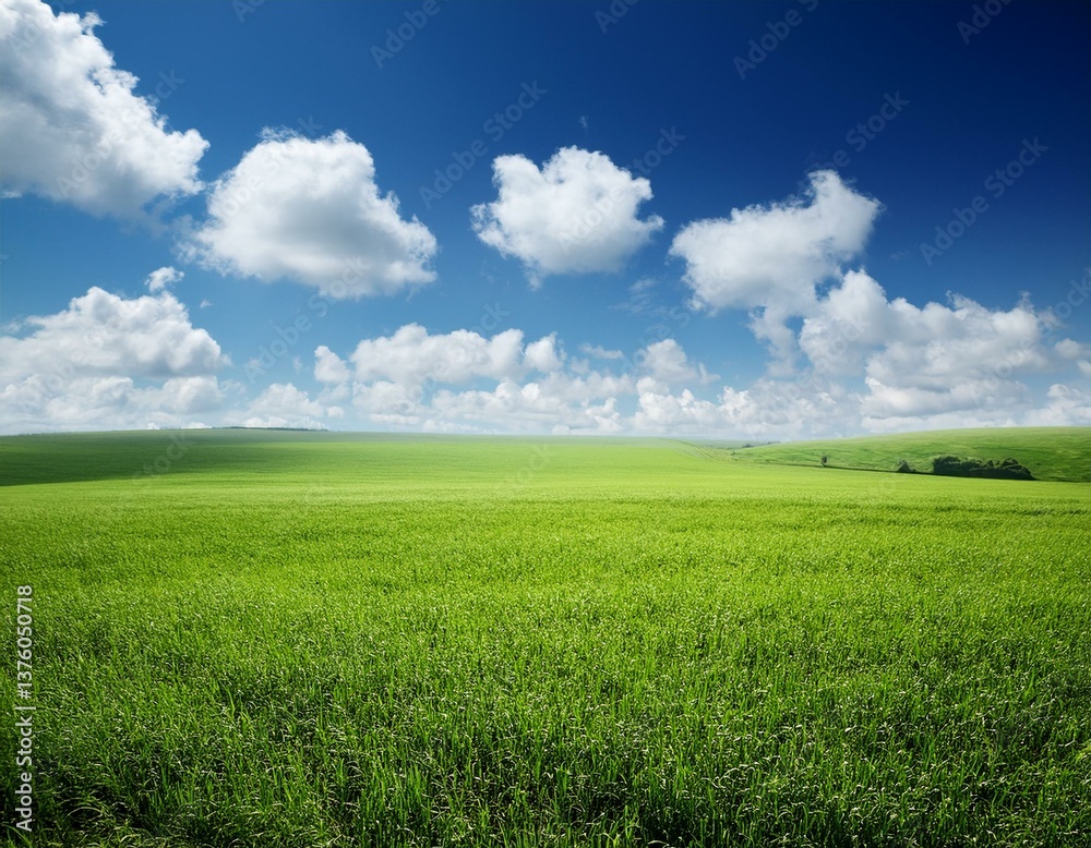 field of green grass with white clouds field of green grass with white clouds