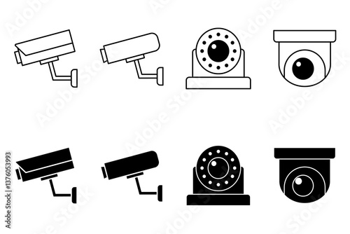 CCTV Icon Set. CCTV Vector Icon in line style design. CCTV Symbol. Vector illustration.