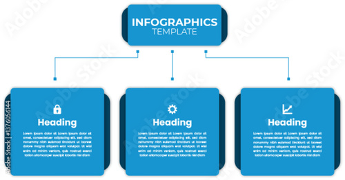 Professional Blue Infographic Design with Three Sections and Icons