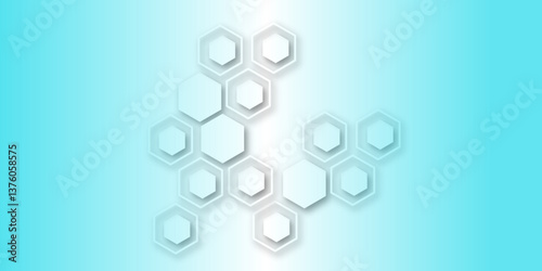 A Contemporary and Technical Illustration Blending Geometric Precision with Scientific Themes, Using Hexagonal Honeycomb Patterns to Convey Innovation, Research, and Connectivity
