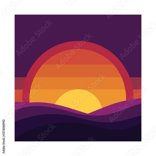 Golden twilight sunset vector.