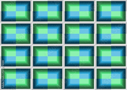 Abstract cube green blue block pattern