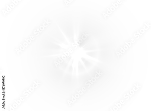 PNG Illustration with bright burst, neon projection, and projector scene. Light effect lens explosion, sunlight glow, and transparent futuristic star glare. Bokeh flare, stadium spotlight, shine png