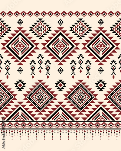 Ancient echoes Aztec geometric abstract seamless pattern southwest Navajo Native American tribal ethnic modern earth tone for textile printing