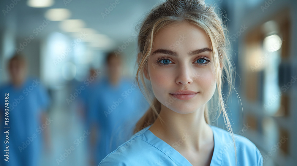 Obraz premium Nurse portrait in hospital hallway