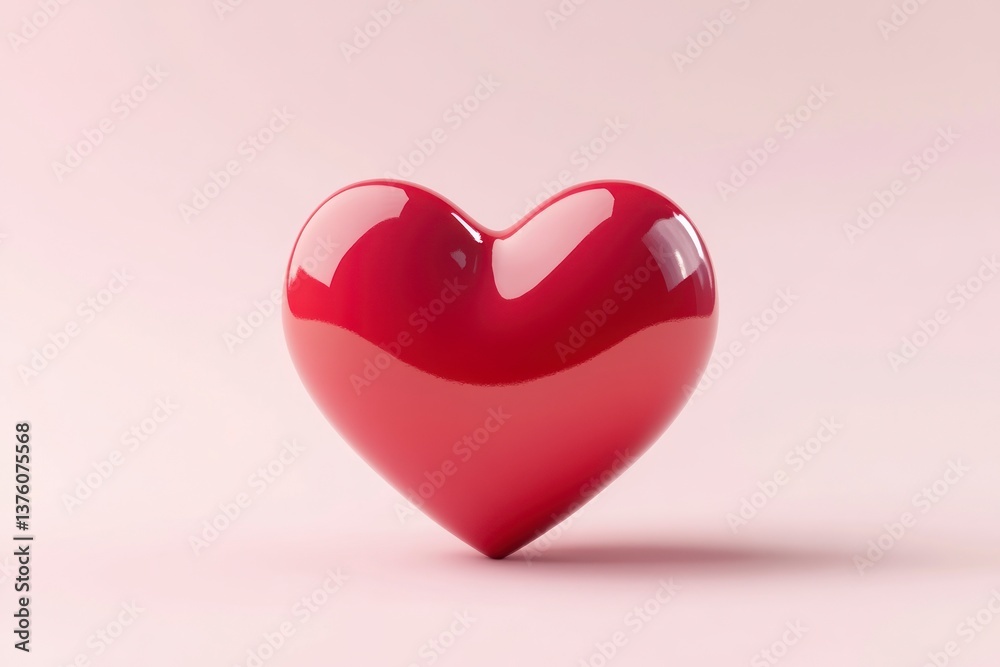 Red Heart Resting Against a Soft Pink Background Perfect for Love Themes Red Heart Resting Against a Soft Pink Background Perfect for Love Themes