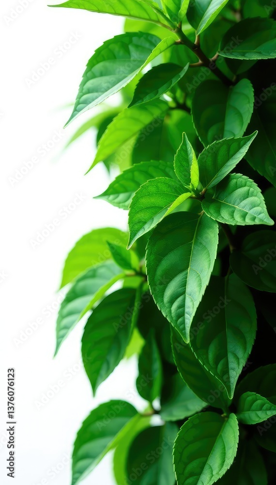 Obraz premium dense green leaves isolated on white background, foliage, green, botanical
