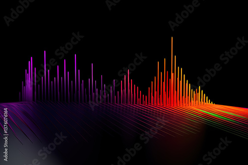 3D business graph with organized bars and information blocks. Abstract infographic element. Business growth and development to success concepts