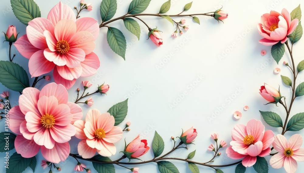 Fototapeta premium Intricate floral motif, delicate pastel shades, flowers, soft