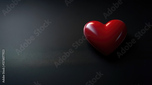 Red heart symbol on dark backdrop, conveying love and simplicity in a minimalist design