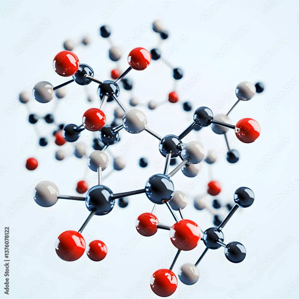 Obraz premium Molecular Structure Representation with Various Atoms in a Scientific Visualization