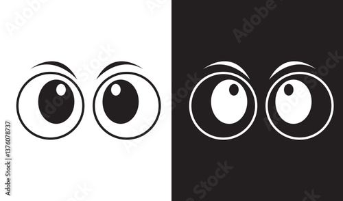 Cartoon and comic style eyes illustration isolated collection set on black and white background. Vector icons in flat style eps10