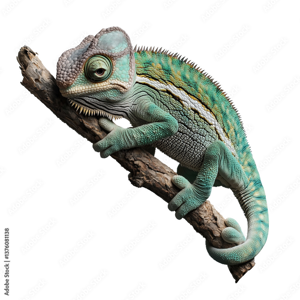 Obraz premium Chameleon climbing on branch nature scene wildlife photography