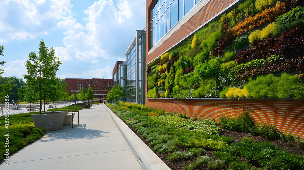 campus featuring a living wall and rooftop gardens as part of its sustainable design campus featuring a living wall and rooftop gardens as part of its sustainable design