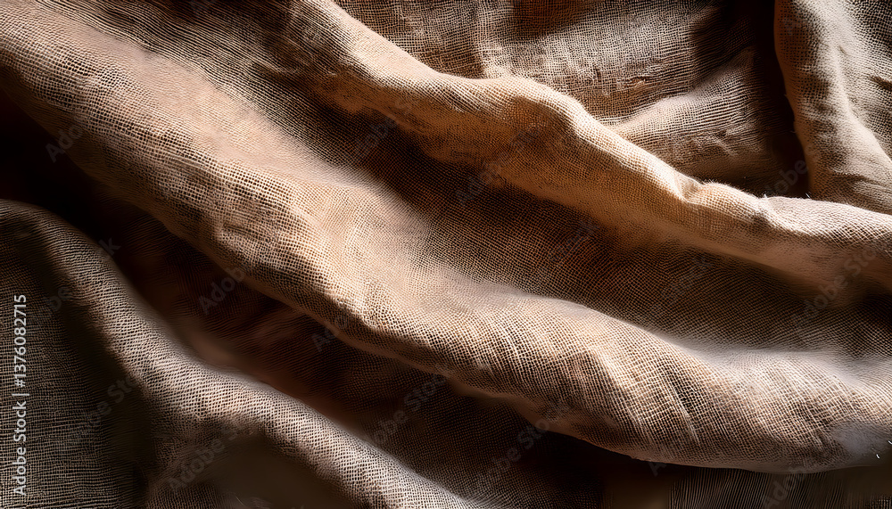 Fototapeta premium Soft, textured fabric draped in gentle folds, creating a warm and inviting appearance