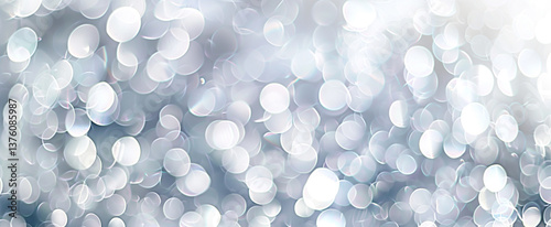 Shimmering bokeh texture in cool tones provides an elegant and bright background.
