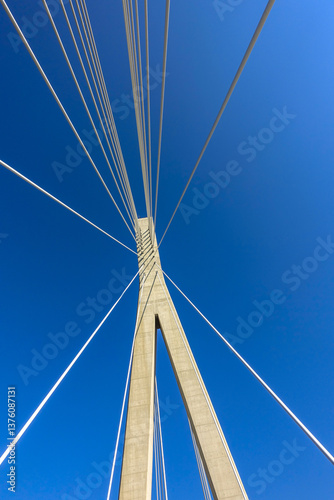 Obraz na płótnie Schrägseilbrücke, Most Dr. Franja Tudmana, Dubrovnik, Dalmatie w salonie