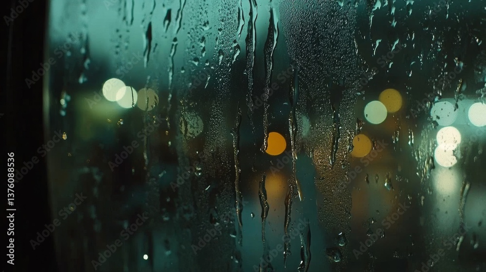 Obraz premium water droplets sliding down a building