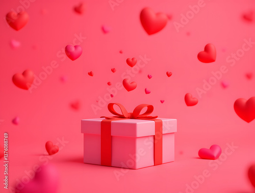 3D background simulation scene product display stand creative picture, Valentine's Day concept illustration
