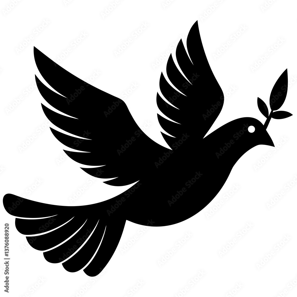 Fototapeta premium Elegant Dove Vector Silhouette | Peace Bird Illustration