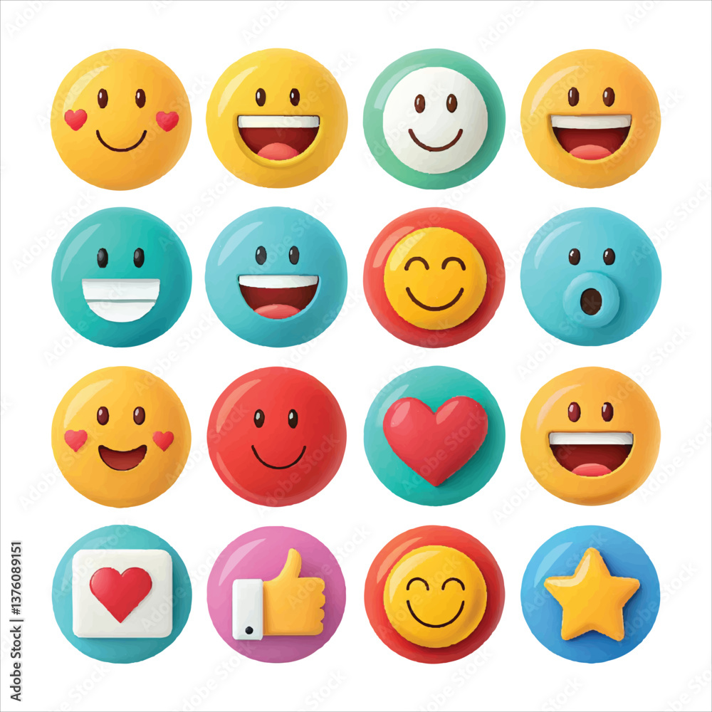 Fototapeta premium set of smiley faces