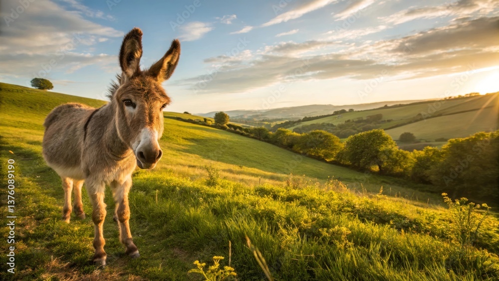 a donkey standing on a road a donkey standing on a road