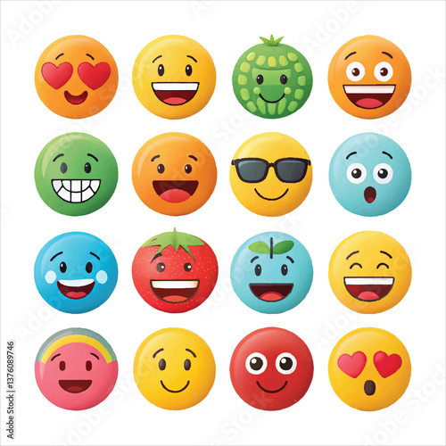 set of funny cartoon smileys