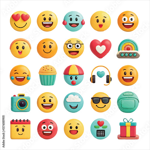 set of colorful cartoon smileys