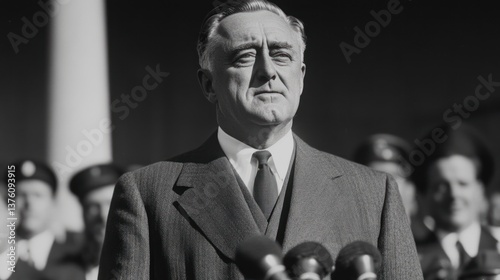 Serious-looking man speaking publicly