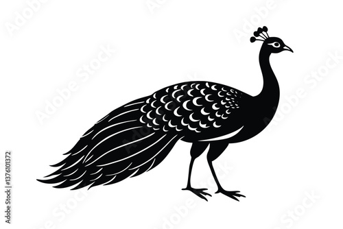Peafowl vector silhouette