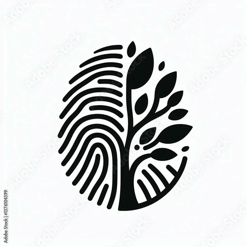 Fingerprint Tree Logo Natures Identity suitable for professional presentation
