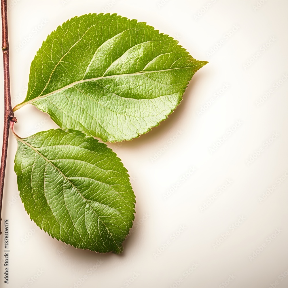 Fresh Green Leaves Featuring Textures and Natural Details on a Neutral Background Fresh Green Leaves Featuring Textures and Natural Details on a Neutral Background