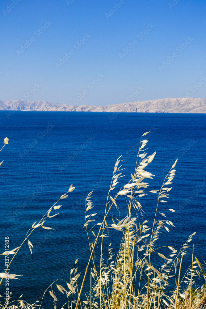 Novi Vinodolski, Kvarner Bucht, Kroatien, Blick auf Insel Krk