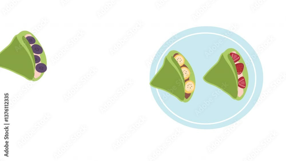 Pancakes Sweet Dessert. French Cuisine, matcha