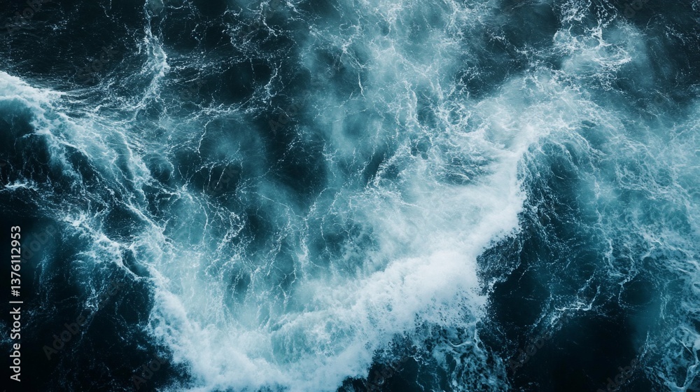 Aerial view of powerful turquoise ocean waves creates dynamic texture Aerial view of powerful turquoise ocean waves creates dynamic texture