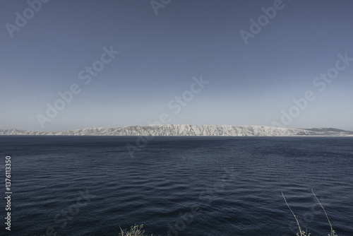 Obraz na płótnie Novi Vinodolski, Kvarner Bucht, Kroatien, Blick auf Insel Krk w salonie