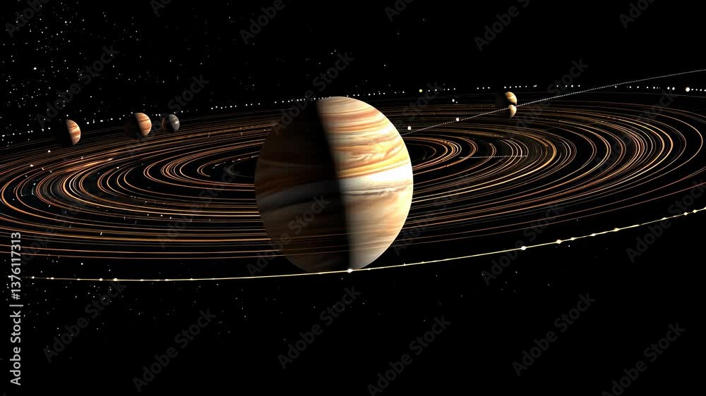 Exploring the beauty and mystery of Jupiter and its striking ring system in the vastness of space