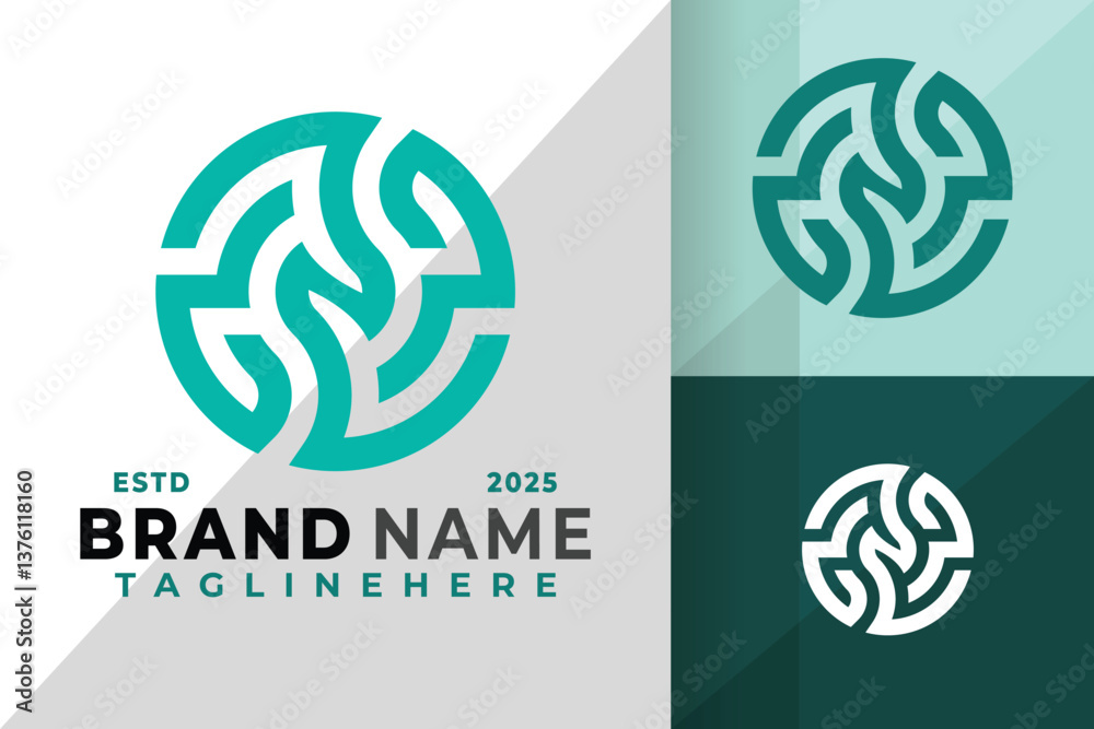 Letter N Digital Circle Logo Icon Vector Design Illustration Letter N Digital Circle Logo Icon Vector Design Illustration